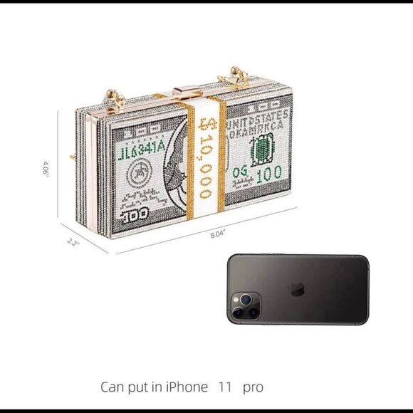 Money Clutch Purse Bling Handbag - Picture 6 of 9